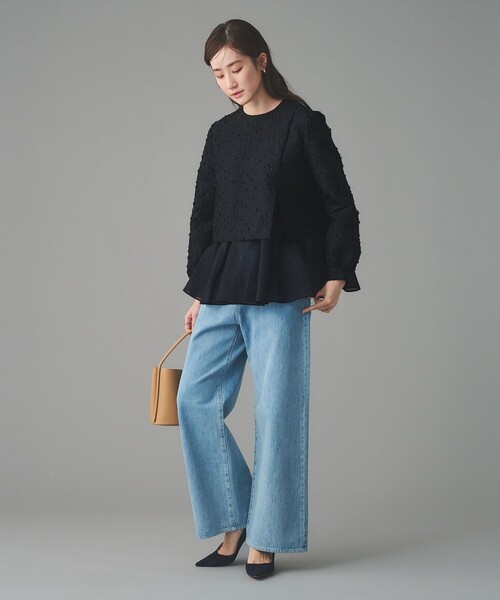 UNITED ARROWS（ユナイテッドアローズ）の「フラワー カットジャガード コンビブラウス（シャツ/ブラウス・レディース・ネイビー・FREE）」の9枚目の写真