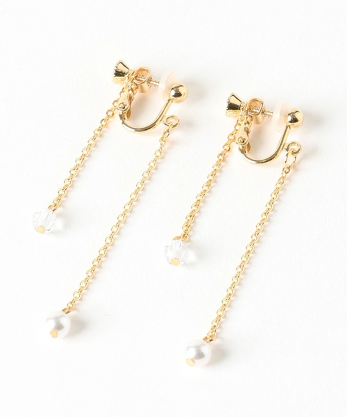 Andemiu（アンデミュウ）の「スワロフスキーパールイヤリング609848（イヤリング・レディース・ベージュ・FREE）」の5枚目の写真