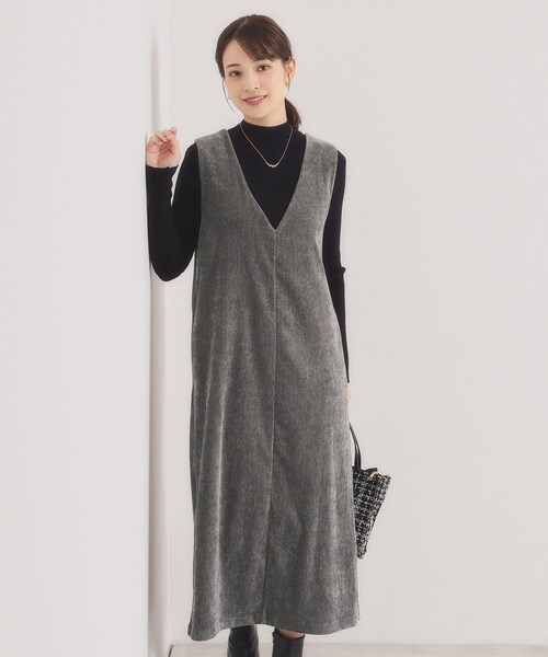 ITS'DEMO(イッツデモ)の「【手洗い可】ベロアジャンスカ(ワンピース・レディース・チャコールグレー/ブラック/ブラウン系・00)」の1枚目の写真