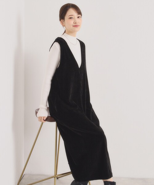 ITS'DEMO(イッツデモ)の「【手洗い可】ベロアジャンスカ(ワンピース・レディース・チャコールグレー/ブラック/ブラウン系・00)」の2枚目の写真