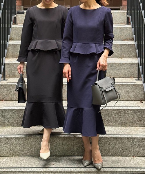 ST.ROONEY(セントルーニー)の「ペプラムマーメイドワンピース【低身長・小柄女性向け】(ワンピース・レディース・ブラック/ネイビー・XS)」の4枚目の写真