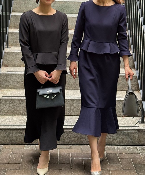 ST.ROONEY(セントルーニー)の「ペプラムマーメイドワンピース【低身長・小柄女性向け】(ワンピース・レディース・ブラック/ネイビー・XS)」の5枚目の写真