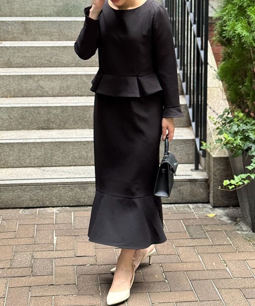 ST.ROONEY(セントルーニー)の「ペプラムマーメイドワンピース【低身長・小柄女性向け】(ワンピース・レディース・ブラック/ネイビー・XS)」の8枚目の写真