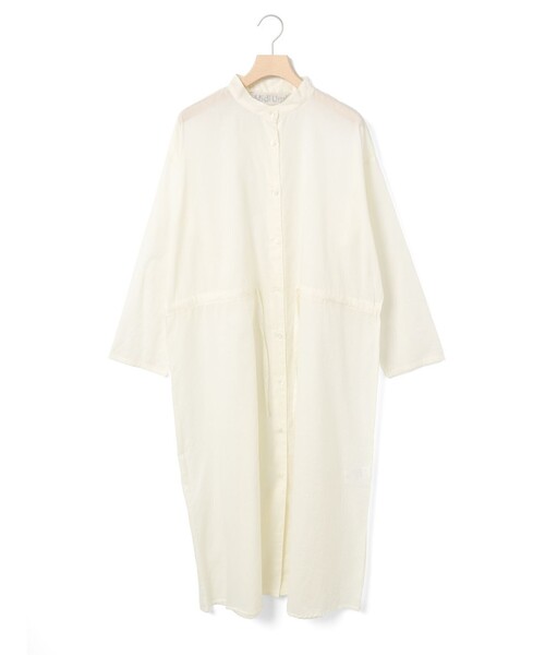 MidiUmi(ミディウミ)の「MidiUmi スタンドカラーシャツワンピース(シャツワンピース・レディース・ネイビー/オレンジ/アイボリー/ライトグレー・FREE)」の1枚目の写真