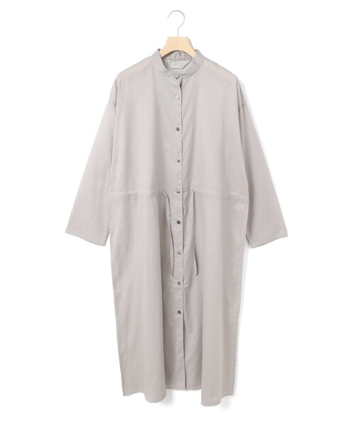 MidiUmi(ミディウミ)の「MidiUmi スタンドカラーシャツワンピース(シャツワンピース・レディース・ネイビー/オレンジ/アイボリー/ライトグレー・FREE)」の2枚目の写真