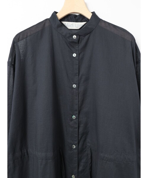 MidiUmi(ミディウミ)の「MidiUmi スタンドカラーシャツワンピース(シャツワンピース・レディース・ネイビー/オレンジ/アイボリー/ライトグレー・FREE)」の10枚目の写真