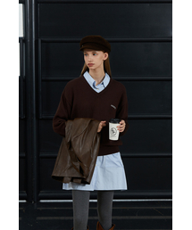 CLASSIC V-NECK KNIT_BROWN