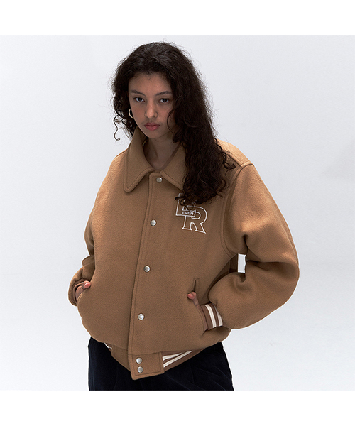 ERER(エルエル)の「ノーティカル バーシティ ジャケット ベージュ(スタジャン・レディース・Beige・1/2/3)」の1枚目の写真