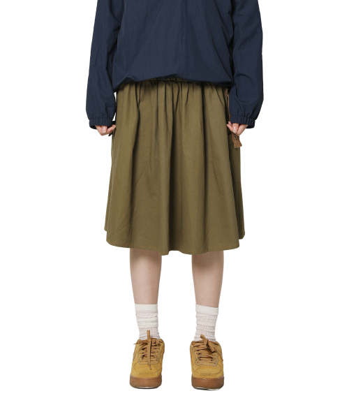 CORDUROY POINT COTTON WORK MIDI SKIRT (KHAKI)（スカート