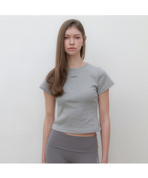 スリムフィットロゴクロップTシャツ グレー
