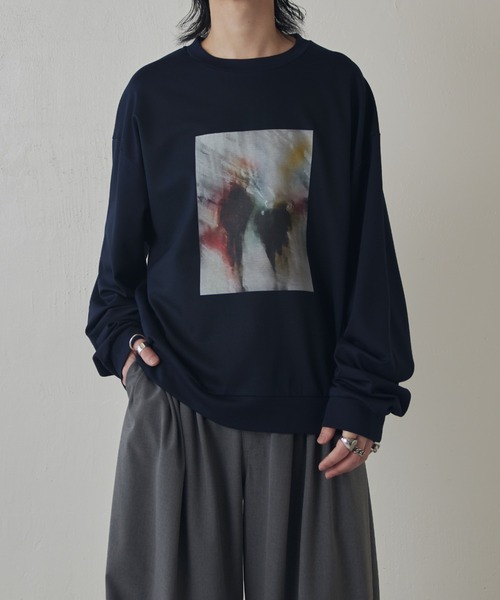 Lui's（ルイス）の「OUT OF FORCUS ロングスリーブTシャツ（スウェット・メンズ・ブラック系その他/ダークブルー/ネイビー/ホワイト系その他/ホワイト/ブラック・M/S）」の5枚目の写真