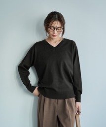 アンチピリングVネックニットトップスB
