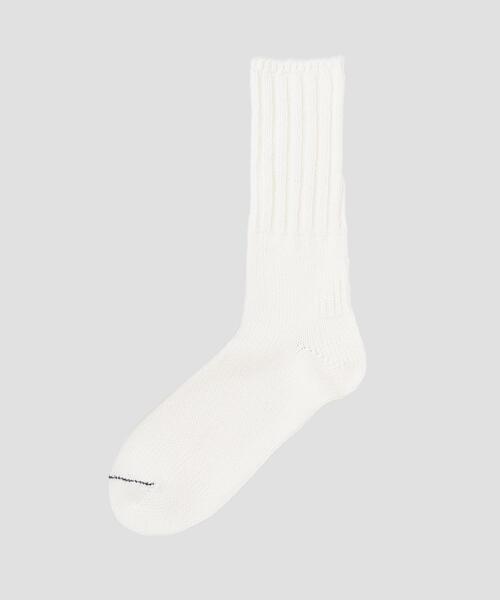 MHL.(エムエイチエル)の「RECYCLED COTTON RIB SOCKS(ソックス/靴下・メンズ・イエロー系その他/ブラウン/ホワイト・FREE)」の1枚目の写真