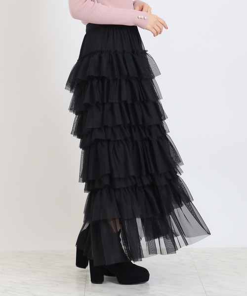 ASTORIA ODIER（アストリアオディール）の「チュールティアードロングスカート（スカート・レディース・ライトグレー/ピンク/アイボリー/ブラック・MEDIUM）」の16枚目の写真