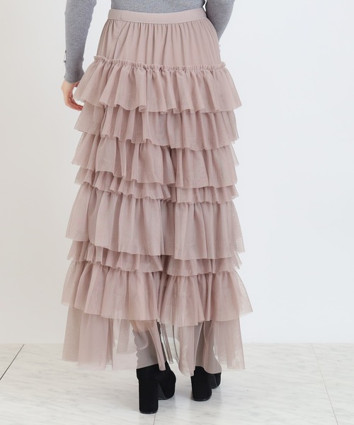 ASTORIA ODIER（アストリアオディール）の「チュールティアードロングスカート（スカート・レディース・ライトグレー/ピンク/アイボリー/ブラック・MEDIUM）」の10枚目の写真