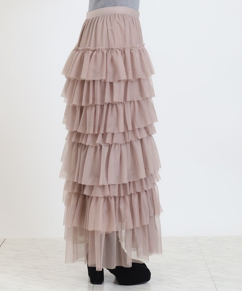 ASTORIA ODIER（アストリアオディール）の「チュールティアードロングスカート（スカート・レディース・ライトグレー/ピンク/アイボリー/ブラック・MEDIUM）」の19枚目の写真