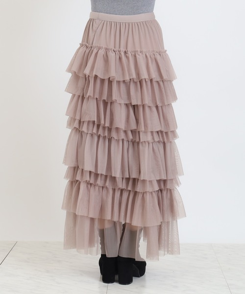 ASTORIA ODIER（アストリアオディール）の「チュールティアードロングスカート（スカート・レディース・ライトグレー/ピンク/アイボリー/ブラック・MEDIUM）」の20枚目の写真