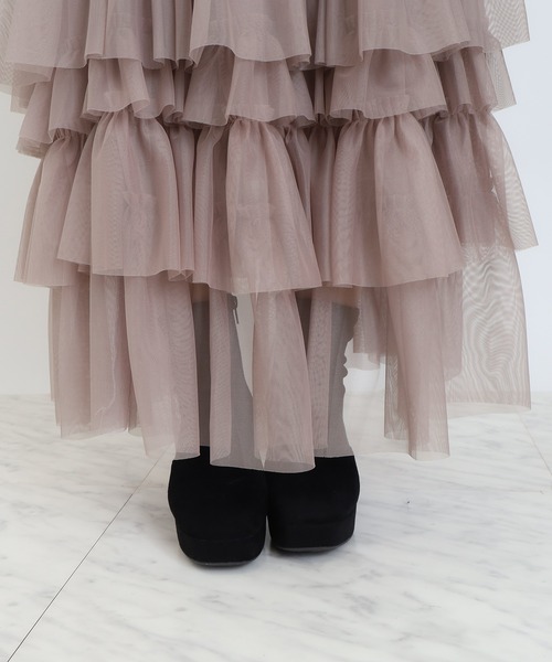 ASTORIA ODIER（アストリアオディール）の「チュールティアードロングスカート（スカート・レディース・ライトグレー/ピンク/アイボリー/ブラック・MEDIUM）」の21枚目の写真