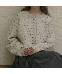 Polka Dot wool cardigan [KNFW04CD07]_[2color]