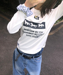 セミクロップフード長袖Tシャツ