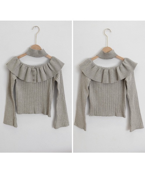 Miniministore(ミニミニストア)の「チョーカーネックニットトップスオフショル(ニット/セーター・レディース・ライトベージュ/グレー/ブラック・FREE)」の7枚目の写真
