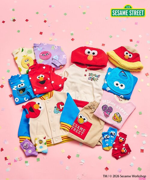 SESAME STREET(セサミストリート)の「セサミストリート ワッフルモチーフTシャツ(Tシャツ/カットソー・キッズ・ピンク/レインボー・80/90/100/110/120/130/140)」の13枚目の写真