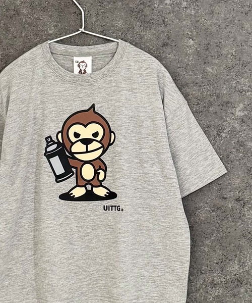 その他セレクト（ソノタセレクト）の「【UITTG】ウイッグ オーバーサイズ プリント Tシャツ（Tシャツ/カットソー・キッズ・ネイビー/ベージュ/グレー系その他/杢グレー/オフホワイト/チャコール/ホワイト系その他/ダークグリーン・150/120/110/140/130/160）」の3枚目の写真