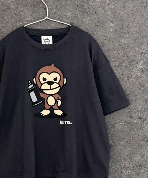 その他セレクト（ソノタセレクト）の「【UITTG】ウイッグ オーバーサイズ プリント Tシャツ（Tシャツ/カットソー・キッズ・ネイビー/ベージュ/グレー系その他/杢グレー/オフホワイト/チャコール/ホワイト系その他/ダークグリーン・150/120/110/140/130/160）」の5枚目の写真