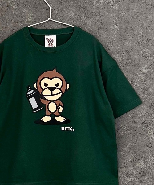 その他セレクト（ソノタセレクト）の「【UITTG】ウイッグ オーバーサイズ プリント Tシャツ（Tシャツ/カットソー・キッズ・ネイビー/ベージュ/グレー系その他/杢グレー/オフホワイト/チャコール/ホワイト系その他/ダークグリーン・150/120/110/140/130/160）」の7枚目の写真