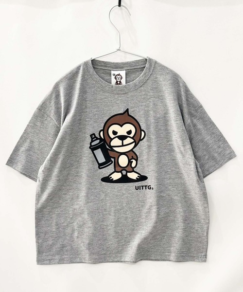 その他セレクト（ソノタセレクト）の「【UITTG】ウイッグ オーバーサイズ プリント Tシャツ（Tシャツ/カットソー・キッズ・ネイビー/ベージュ/グレー系その他/杢グレー/オフホワイト/チャコール/ホワイト系その他/ダークグリーン・150/120/110/140/130/160）」の9枚目の写真