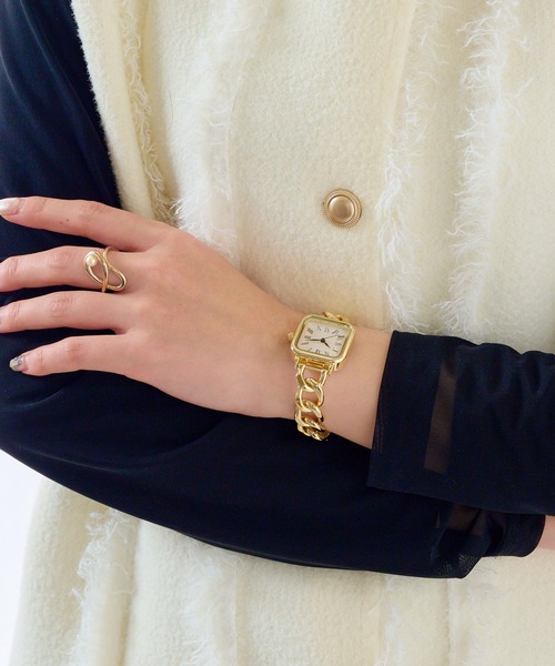MAISON BREEZE(メゾンブリーズ)の「【MAISON BREEZE】ボリュームチェーンブレスレットウォッチ スクエア オリジナル FW◎(アナログ腕時計・レディース・ゴールド/シルバー/ピンク・FREE)」の8枚目の写真