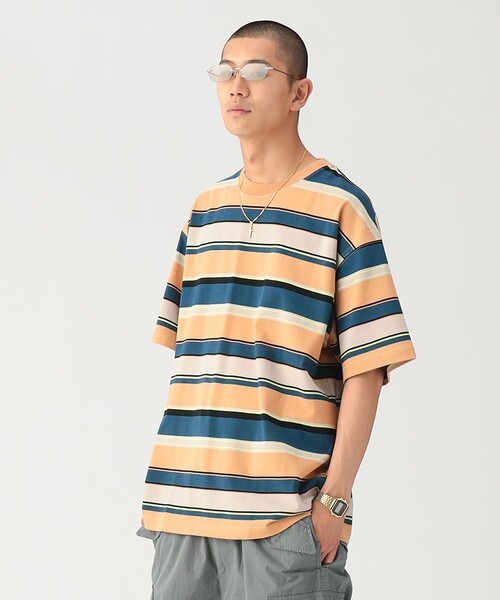 BEAMS(ビームス)の「マルチ ボーダー Tシャツ 【ワイドフィット】(Tシャツ/カットソー・メンズ・ネイビー/オレンジ/ライトグレー・L/M/S/XL)」の13枚目の写真
