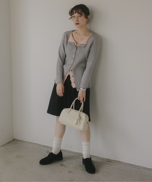 210nouve(トゥージュヌーブ)の「レイヤード バイカラー ニット カーディガン(カーディガン/ボレロ・レディース・グレー/ネイビー/ホワイト・FREE)」の11枚目の写真