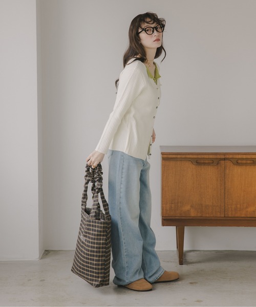 210nouve(トゥージュヌーブ)の「レイヤード バイカラー ニット カーディガン(カーディガン/ボレロ・レディース・グレー/ネイビー/ホワイト・FREE)」の10枚目の写真