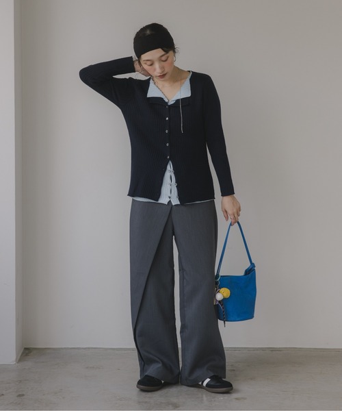 210nouve(トゥージュヌーブ)の「レイヤード バイカラー ニット カーディガン(カーディガン/ボレロ・レディース・グレー/ネイビー/ホワイト・FREE)」の13枚目の写真