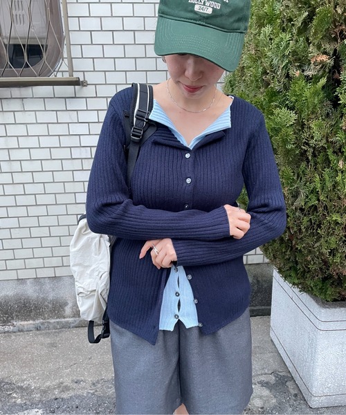 210nouve(トゥージュヌーブ)の「レイヤード バイカラー ニット カーディガン(カーディガン/ボレロ・レディース・グレー/ネイビー/ホワイト・FREE)」の19枚目の写真