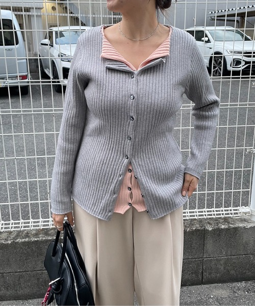 210nouve(トゥージュヌーブ)の「レイヤード バイカラー ニット カーディガン(カーディガン/ボレロ・レディース・グレー/ネイビー/ホワイト・FREE)」の17枚目の写真