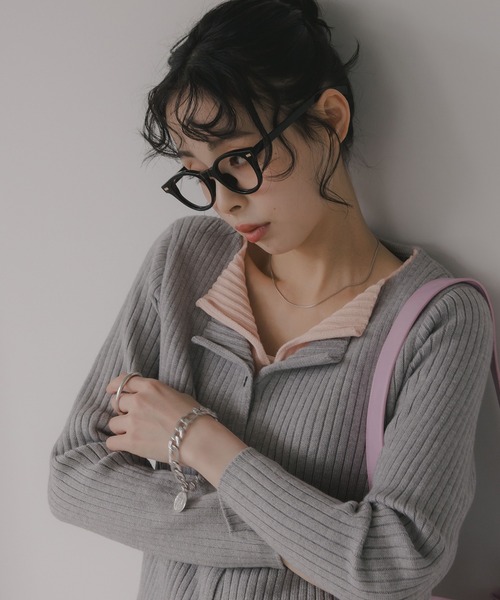 210nouve(トゥージュヌーブ)の「レイヤード バイカラー ニット カーディガン(カーディガン/ボレロ・レディース・グレー/ネイビー/ホワイト・FREE)」の16枚目の写真