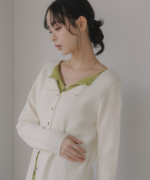 210nouve(トゥージュヌーブ)の「レイヤード バイカラー ニット カーディガン(カーディガン/ボレロ・レディース・グレー/ネイビー/ホワイト・FREE)」の20枚目の写真