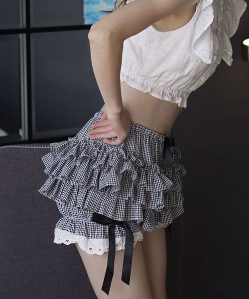 WEGO(ウィゴー)の「WEGO/リボン付きレースフリルパンツ/スカートパンツ(その他パンツ・レディース・ブラック/ブラック系その他2/ホワイト・SMALL/MEDIUM)」の16枚目の写真