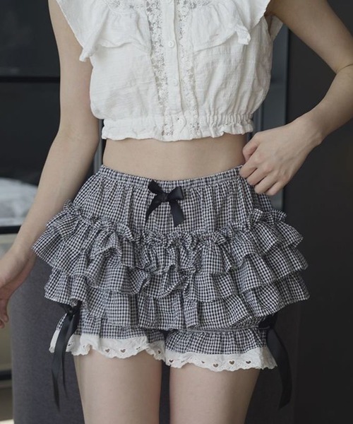 WEGO(ウィゴー)の「WEGO/リボン付きレースフリルパンツ/スカートパンツ(その他パンツ・レディース・ブラック/ブラック系その他2/ホワイト・SMALL/MEDIUM)」の14枚目の写真