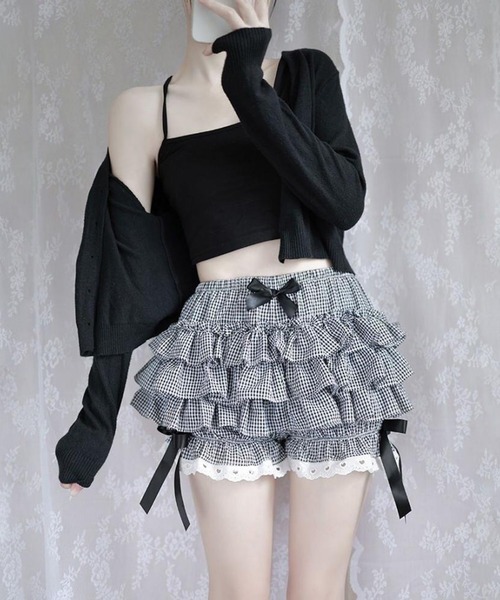 WEGO(ウィゴー)の「WEGO/リボン付きレースフリルパンツ/スカートパンツ(その他パンツ・レディース・ブラック/ブラック系その他2/ホワイト・SMALL/MEDIUM)」の17枚目の写真