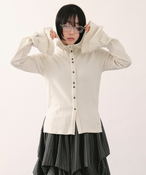 loin nuit（ロワンニュイ）の「glitter waffle hoodie / グリッターワッフルフーディー（Tシャツ/カットソー・レディース・アイボリー/グレー/ピンク・FREE）」の7枚目の写真