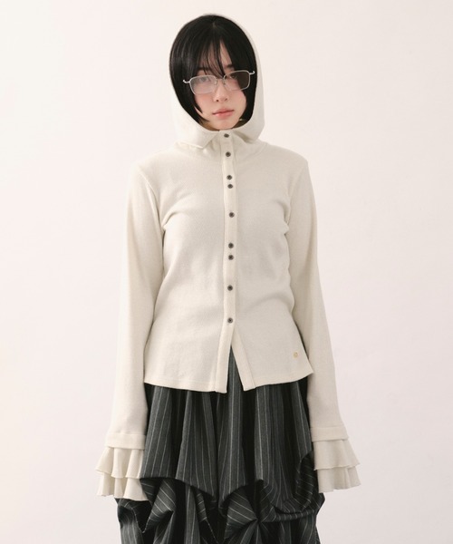 loin nuit（ロワンニュイ）の「glitter waffle hoodie / グリッターワッフルフーディー（Tシャツ/カットソー・レディース・アイボリー/グレー/ピンク・FREE）」の10枚目の写真