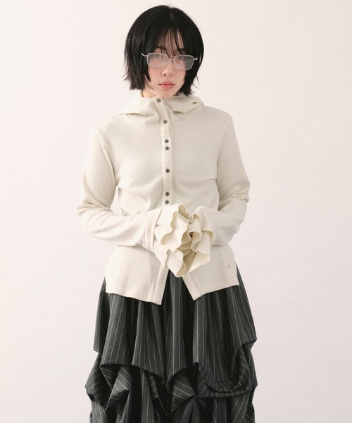 loin nuit（ロワンニュイ）の「glitter waffle hoodie / グリッターワッフルフーディー（Tシャツ/カットソー・レディース・アイボリー/グレー/ピンク・FREE）」の11枚目の写真