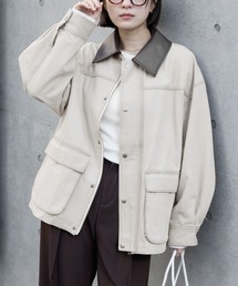 MONO-MART | 【anyway.シリーズ】襟配色 ルーズライン ファティーグ デニムジャケット〈セットアップ対応〉(デニムジャケット)