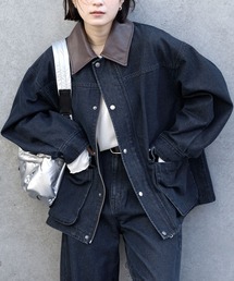 MONO-MART（モノマート）の「【anyway.シリーズ】襟配色 ルーズライン ファティーグ デニムジャケット〈セットアップ対応〉（デニムジャケット）」