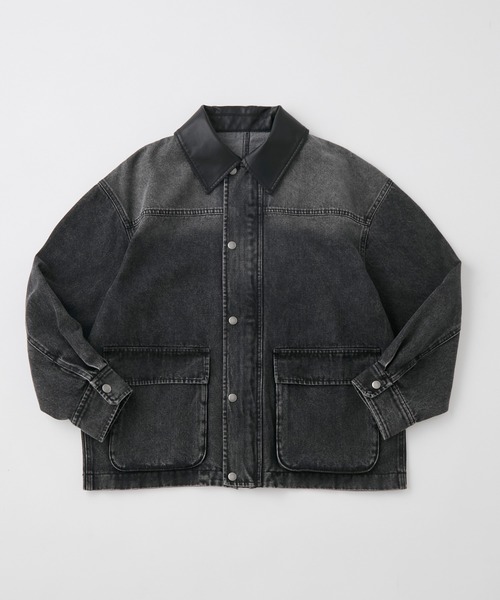 anyway.シリーズ】襟配色 ルーズライン ファティーグ デニムジャケット