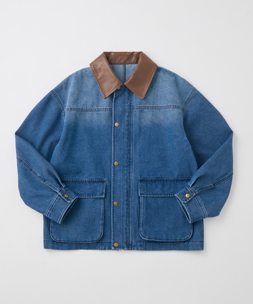 anyway.シリーズ】襟配色 ルーズライン ファティーグ デニムジャケット