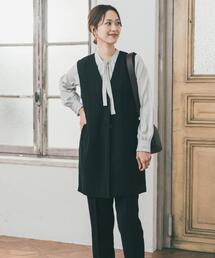 【新品タグ付き】SOU・SOU 行 黒のロングベスト ウエストリボン付き セール】全骨格対応！こなれ感と色気を両立。ハイウエストリボン